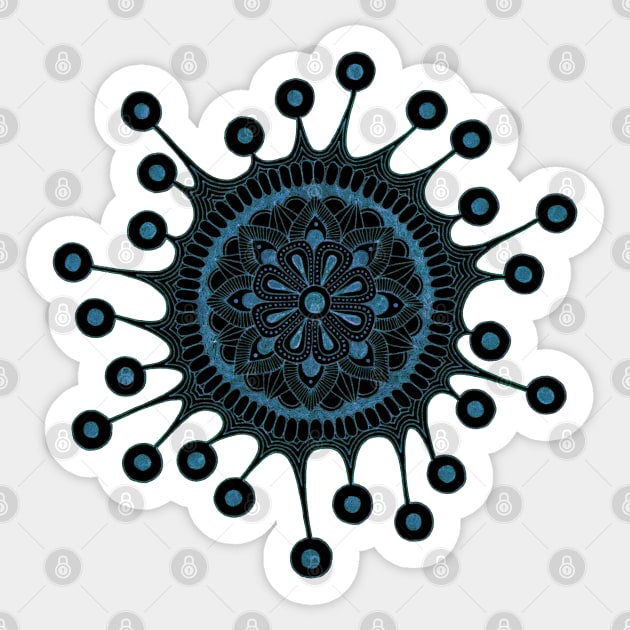 Virus Mandala (Black/Blue) Sticker by calenbundalas